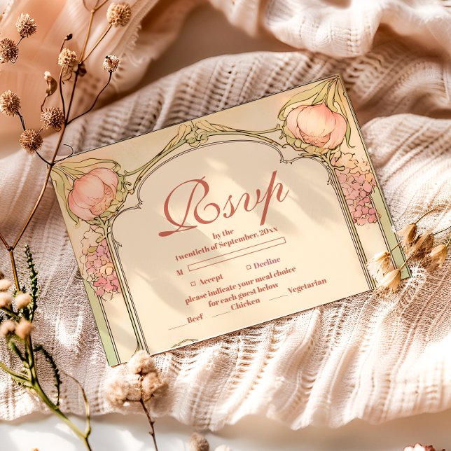 Peach Tulip Quinceañera Celebration RSVP Karte (Von Creator hochgeladen)