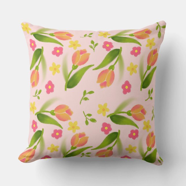 Peach Tulips Kissen (Vorderseite)