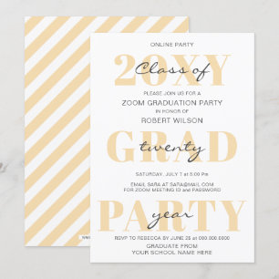 Peach Typografy Modern Online Graduation Party Einladung