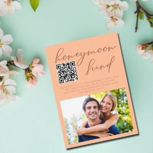 Peach Typografy Wedding Foto Honeymoon Fund Begleitkarte