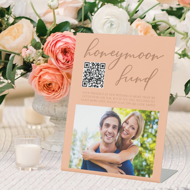 Peach Typografy Wedding Foto Honeymoon Fund Sockelschild (Von Creator hochgeladen)