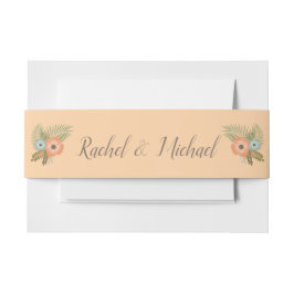 Peach und Aquamarin Beach Floral Tropical Einladungsbanderole