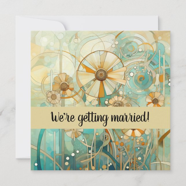 Peach und Beige Floral Abstrakt Einladung (Vorderseite)