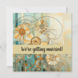 Peach und Beige Floral Abstrakt Einladung