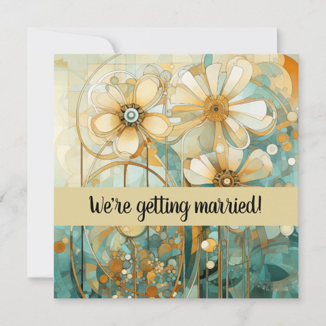 Peach und Beige Floral Abstrakt Einladung (Vorderseite)