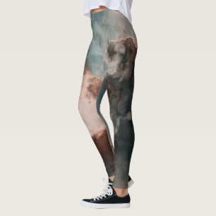 Peach und Blue Marble Abstrakt Leggings