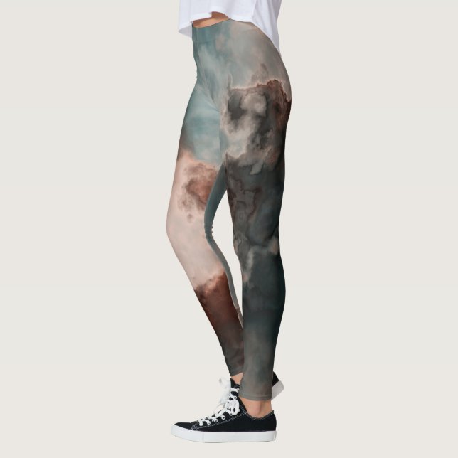 Peach und Blue Marble Abstrakt Leggings (Links)