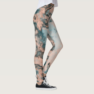 Peach und Blue Marble Abstrakt Leggings