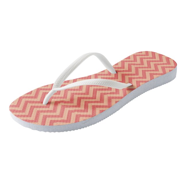 Peach und Cranberry Zickzack Flip Flops (Schrägansicht)