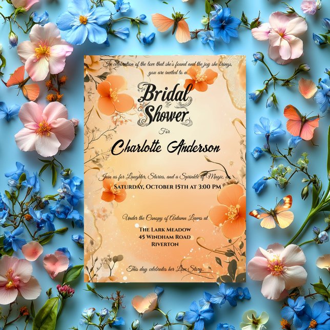 Peach und Gold Brautparty mit Spitzenakzenten Einladung (Von Creator hochgeladen)