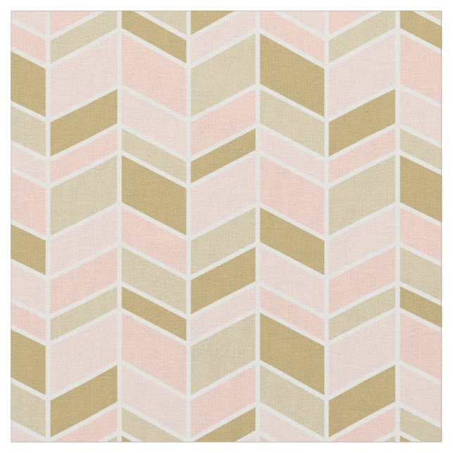 Peach und Gold Herringbone Zickzack Stoff (Nahaufnahme)