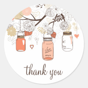 Peach und Gold Mason Jars Spring Danke Sticker