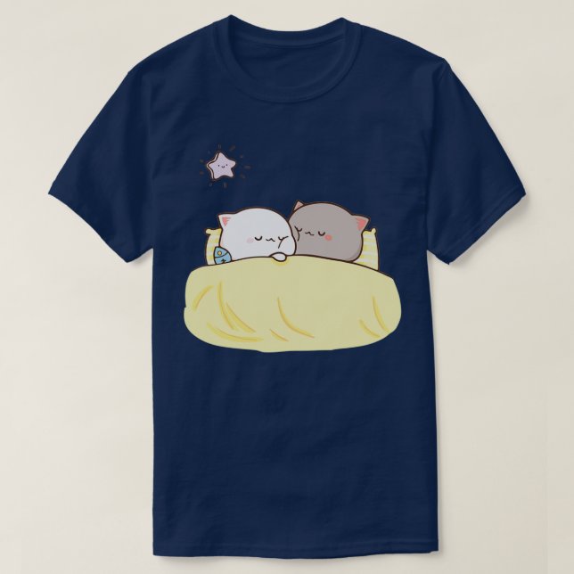 Peach und Goma Mochi Cat Sleeping T-Shirt (Design vorne)