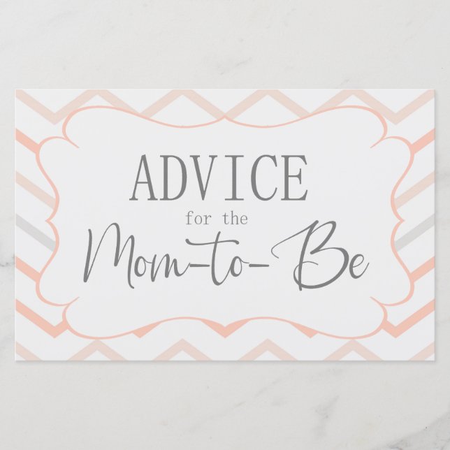 Peach und Gray Zig Zag Advice Card (Vorderseite)