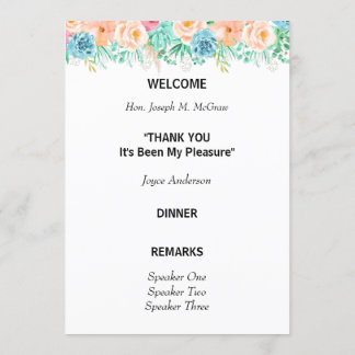 Peach und Green Floral Pensionsprogramm Einladung