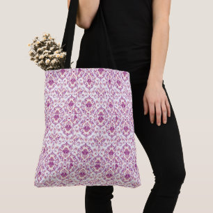 Peach und Lila Damask Floral Elegantes Muster