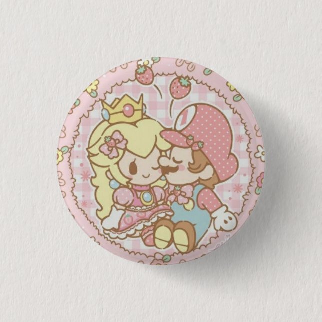 Peach und Mario Button (Vorderseite)