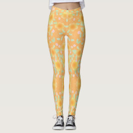 Peach und Minze Green Flower Leggings