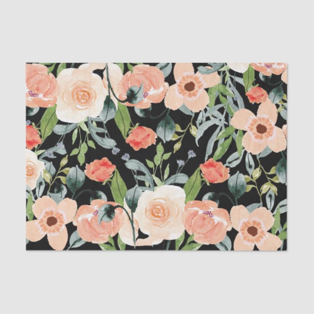 Peach und Schwarzes Muster Seidenpapier (Vorderseite)