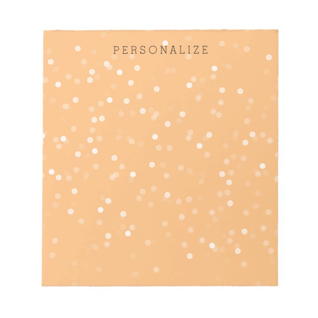Peach und White Bokeh Confetti Notizblock (Vorderseite)