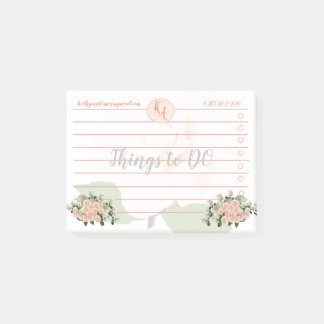 Peach und White Roses Dinge tun, um Post-It-Notes  Post-it Klebezettel