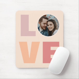 Peach Valentinstag Liebe Typografie Foto Mousepad