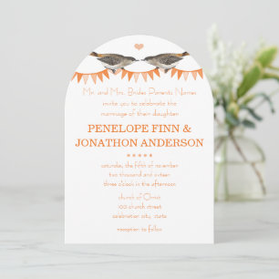 Peach Vintag Bird Bunting Einladungen