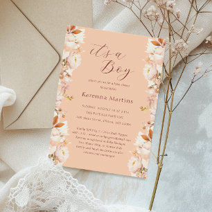 Peach Vintag Floral Fall Es ist eine Baby-Dusche Einladung