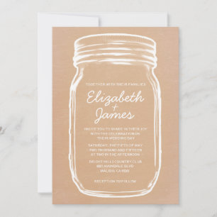 Peach Vintag Mason Jar Hochzeit Einladungen