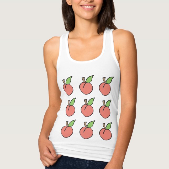 Peach w/green leaf Pattern Tank Top (Vorderseite)