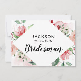Peach Wassercolor Floral Bridesman Vorschlag Card