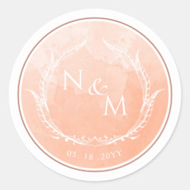 Peach Wassercolor Monogram Umschlag Aufkleber /Gef