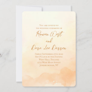 Peach Wassercolor Ombre Malerei Hochzeit Einladung