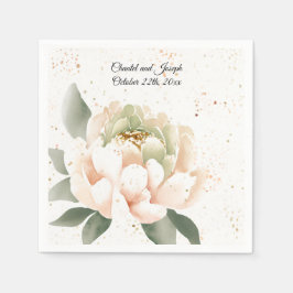 Peach Wassercolor Peony Wedpaper Napkins Serviette