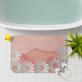 Peach Wasserfarbe und weiße Blume Badematte
