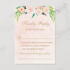 Peach Watercolor and Floral Wedding RSVP