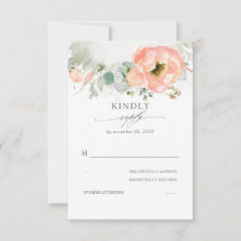 Peach Watercolor Blume Elegant Boho Hochzeit RSVP Karte
