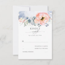 Peach Watercolor Blume Elegante Dusty Blue Wedding