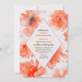 Peach Watercolor Blume Moderne Hochzeitseinladung Einladung