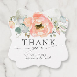 Peach Watercolor Blume Wedding Vielen Dank Geschenkanhänger