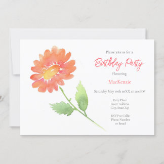 Peach Watercolor Daisy Einladung