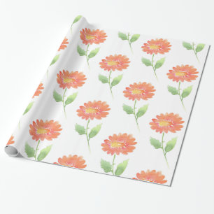 Peach Watercolor Daisy Geschenkpapier