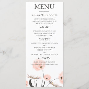 Peach Watercolor Dandelion Wedding Menu Menükarte