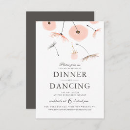 Peach Watercolor Dandelion Wedding Reception Card Einladung