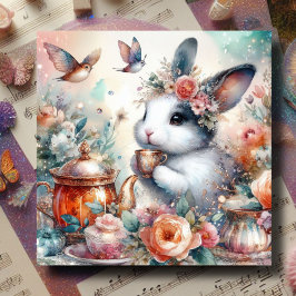 Peach Watercolor Floral Bunny Ostertee Feiertagskarte