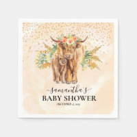 Peach Watercolor Floral Highland Kuh Calf Baby
