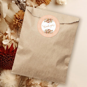 Peach Watercolor Floral Vielen Dank Runder Aufkleber