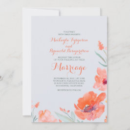 Peach Watercolor Florals Sommerhochzeiten Einladun Einladung