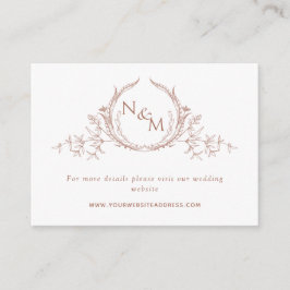 Peach Watercolor Monogram Wedding Website Begleitkarte