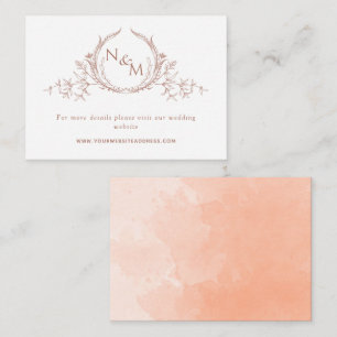 Peach Watercolor Monogram Wedding Website Begleitkarte